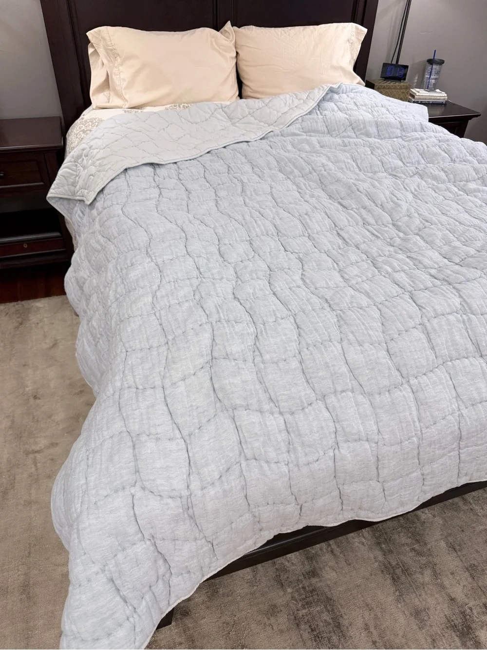 Pottery Barn Cloud Quilt Chambray Blue Queen Size